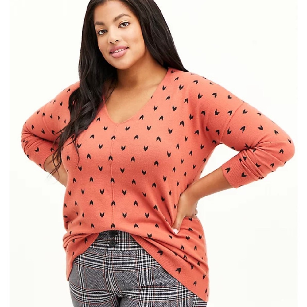 Torrid Drop shoulder knit vneck pullover sweater rust brown size 00